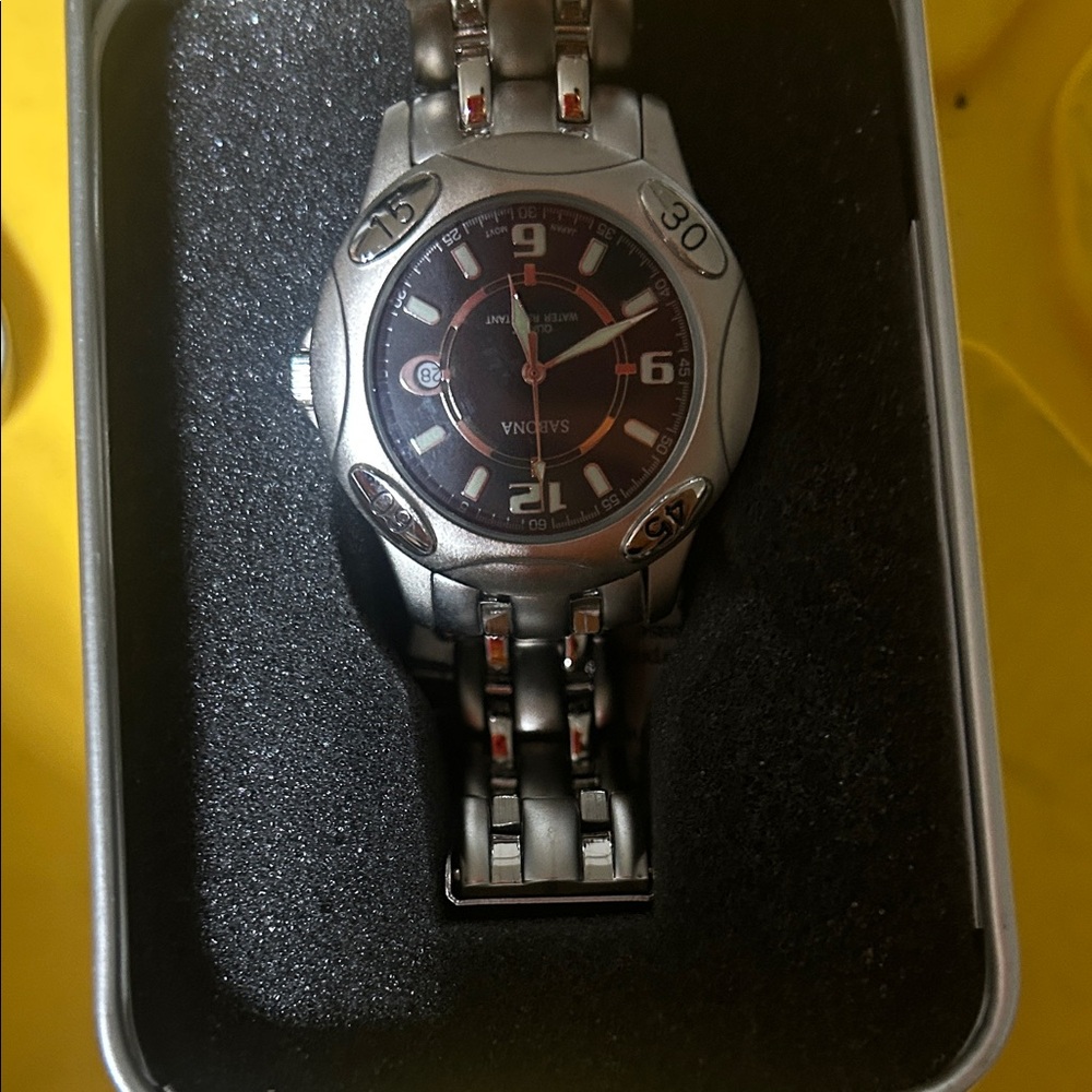 Silver and Black Men's Watch